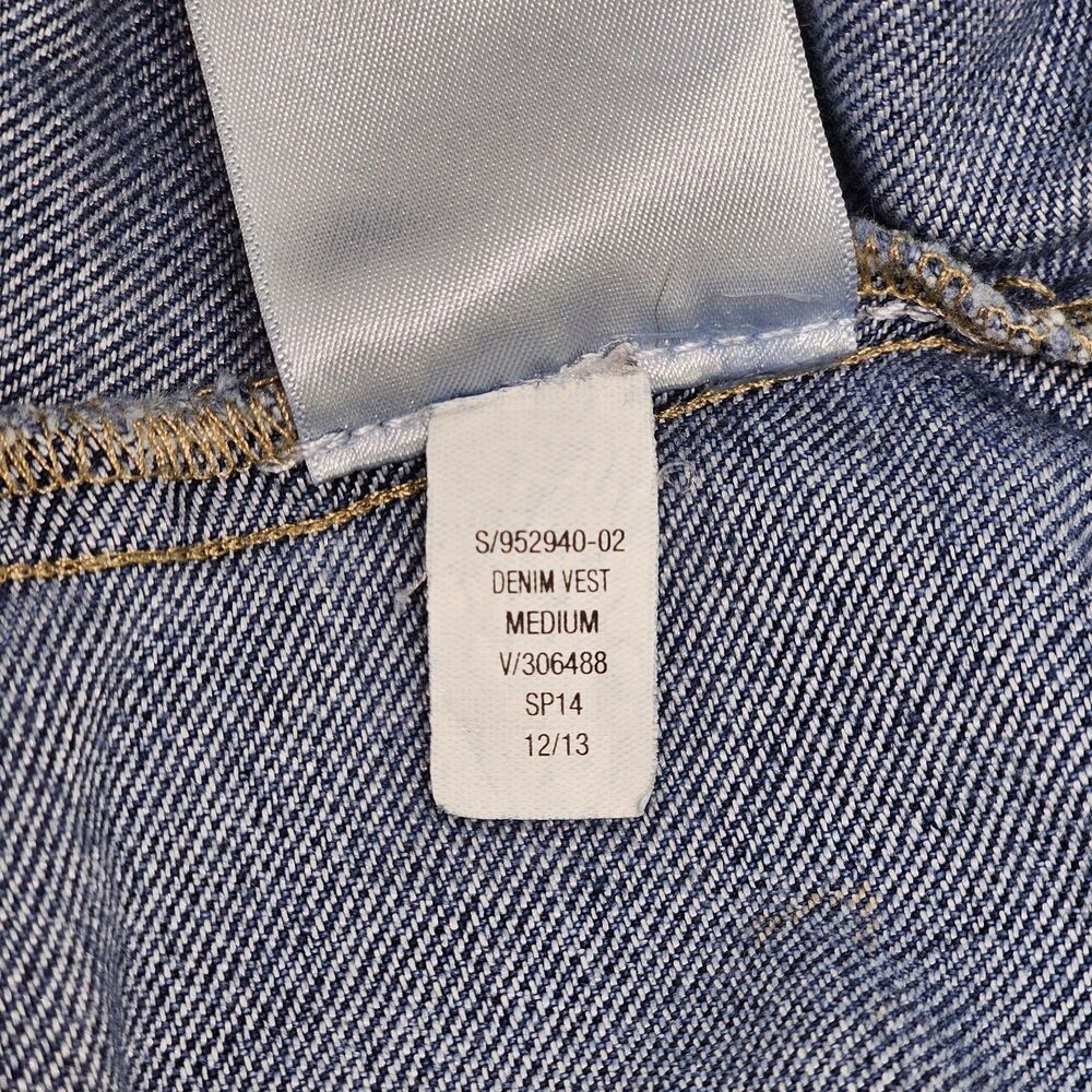 Old Navy Denim Vest L/G Gray Distressed Sleeveless SP14 VJ306488 Vintage Look - Picture 16 of 16